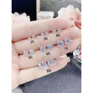 Bông tai bạc 1 hột nhiều cỡ phù hợp cho mọi lứa tuổi