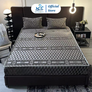 Ga giường và vỏ gối nỉ nhung cao cấp M2T BEDDING họa tiết in vân chìm sang trọng quý phái kích thước m6/m8/2m2