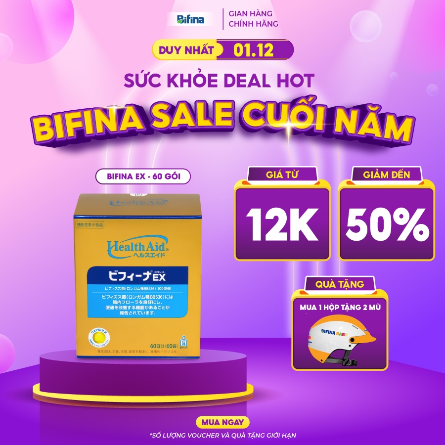 Combo 3 hộp Bifina Nhật Bản EX 60 gói - Liệu trình dành cho người viêm đại tràng co thắt, hội chứng ruột kích thích