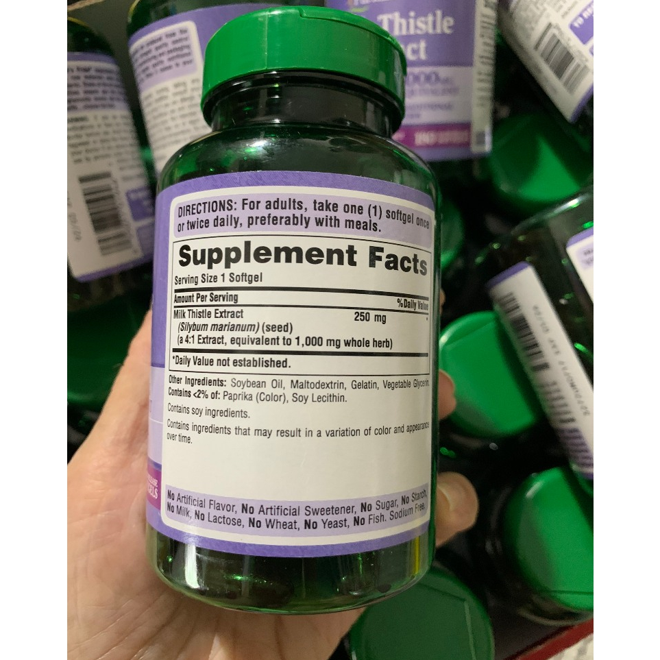 Viên uống bổ gan Milk Thistle 1000mg Puritan Pride 180 viên của Mỹ