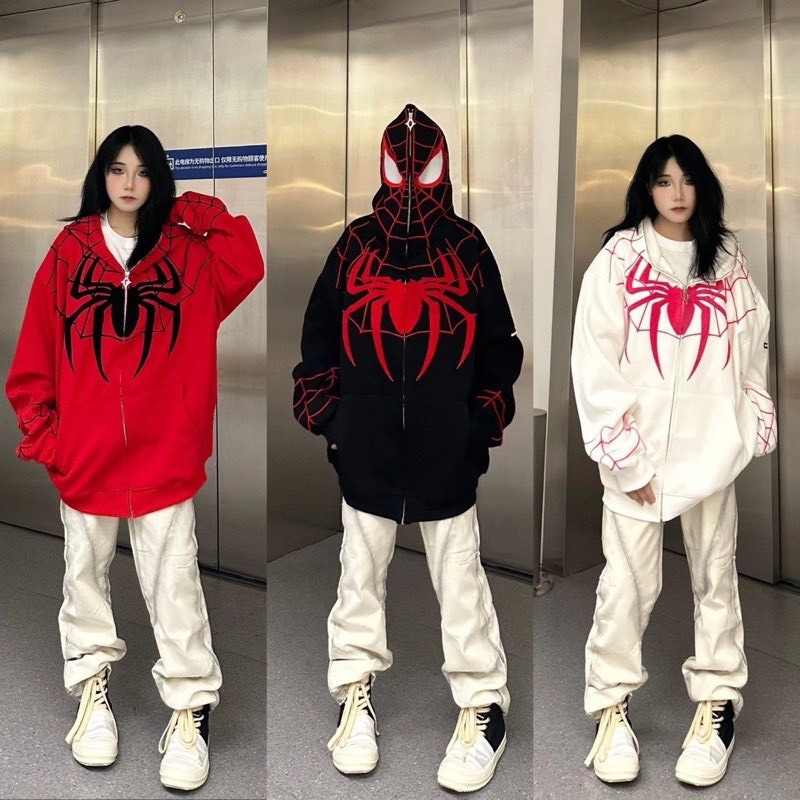 Áo Hoodie zip có mũ in họa tiết người nhện , áo nỉ mũ người nhện hoodie unisex nam nữ  CAO CẤP