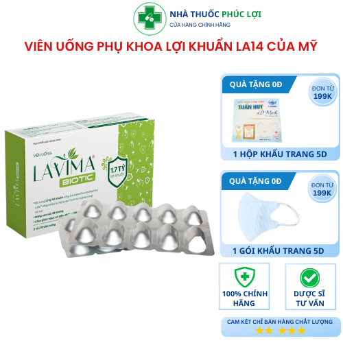 Viên uống phụ khoa nữ LAVIMA BIOTIC 20 viên men vi sinh vùng kín giảm khí hư ngứa rát, ngăn ngừa tái