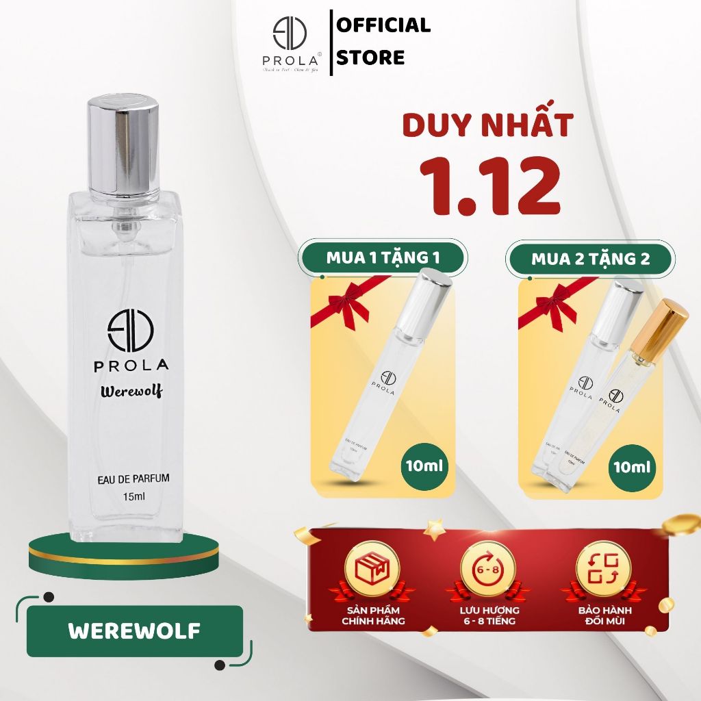 Nước hoa nam PROLA Werewolf nam tính, mạnh mẽ, phóng khoáng thích hợp đi làm, đi hẹn hò PL16 - Dạng xịt 15ml