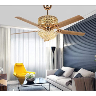 Quạt Trần Chao Pha Lê [Mã K781-Promax] 6 Tốc Độ Gió, Có Đèn Trang Trí Phòng Khách, Nhà hàng, quán cafe [Bảo hành 5 năm]