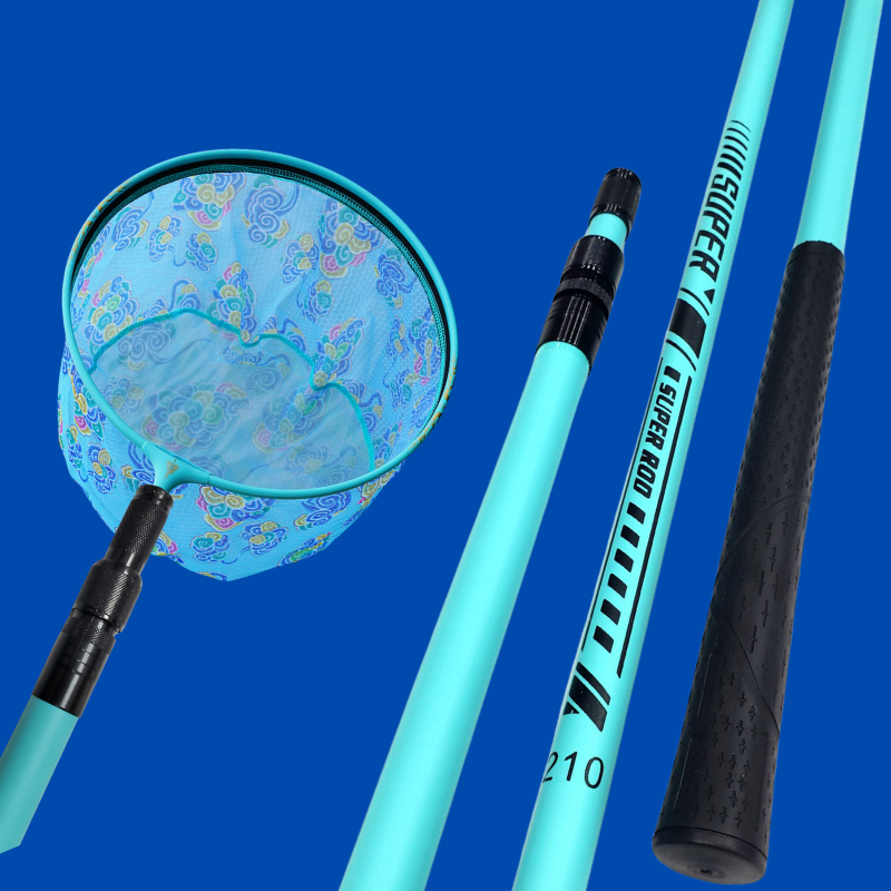 Vợt Cá Carbon Câu Đài Vành Tròn Có Vợt Cá Rút Gọn Có Cán + Vành