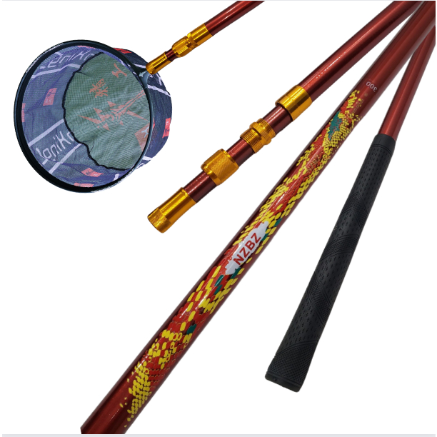 Vợt Cá Carbon Câu Đài Vành Tròn Có Vợt Cá Rút Gọn Có Cán + Vành