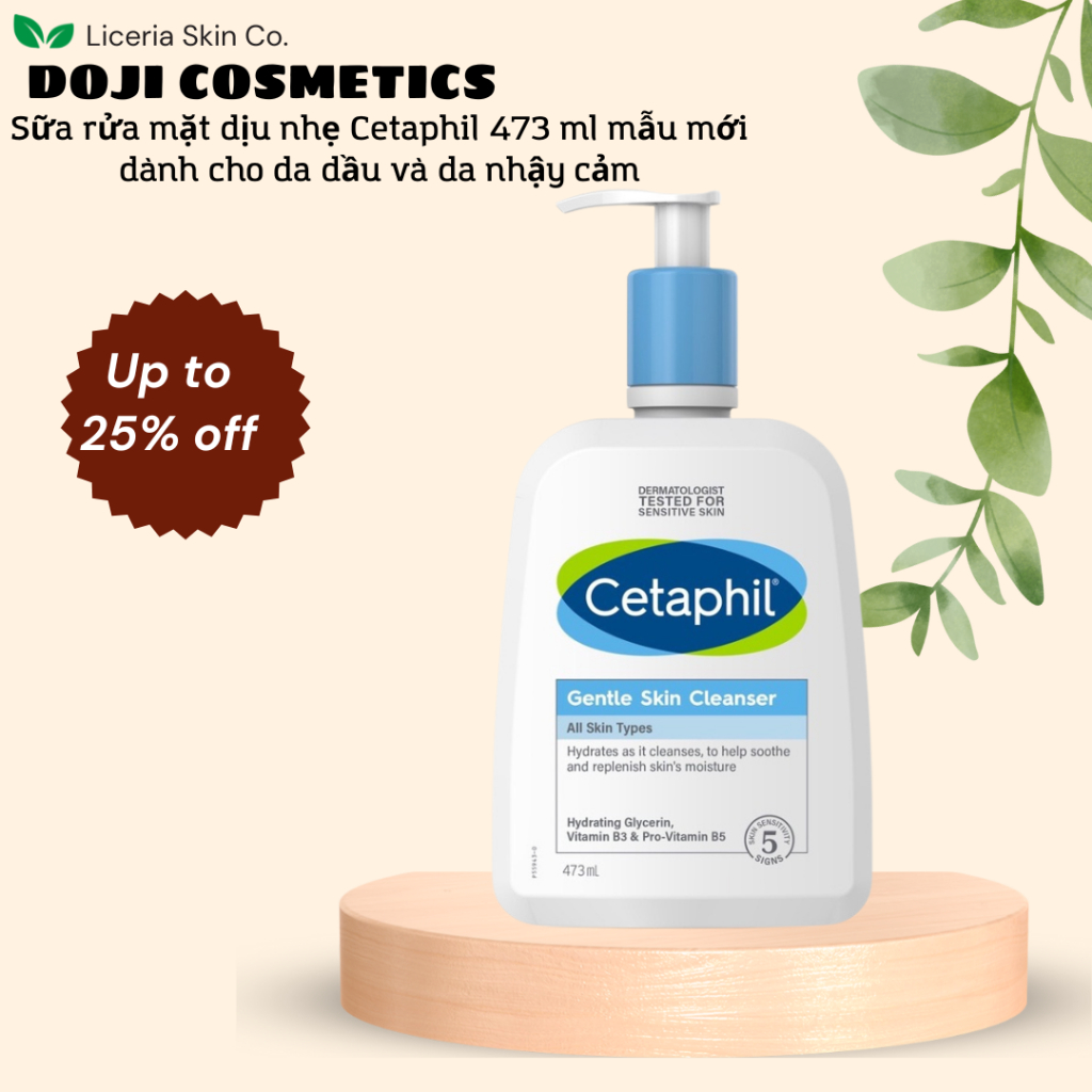 Sữa rửa mặt dịu nhẹ Cetaphil 473 ml mẫu mới dành cho da dầu và da nhậy cảm