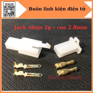 Jack kết nối 2p, bộ dây kết nối đực cái 2.8, jack nhựa 2p dùng cho ô tô - xe máy