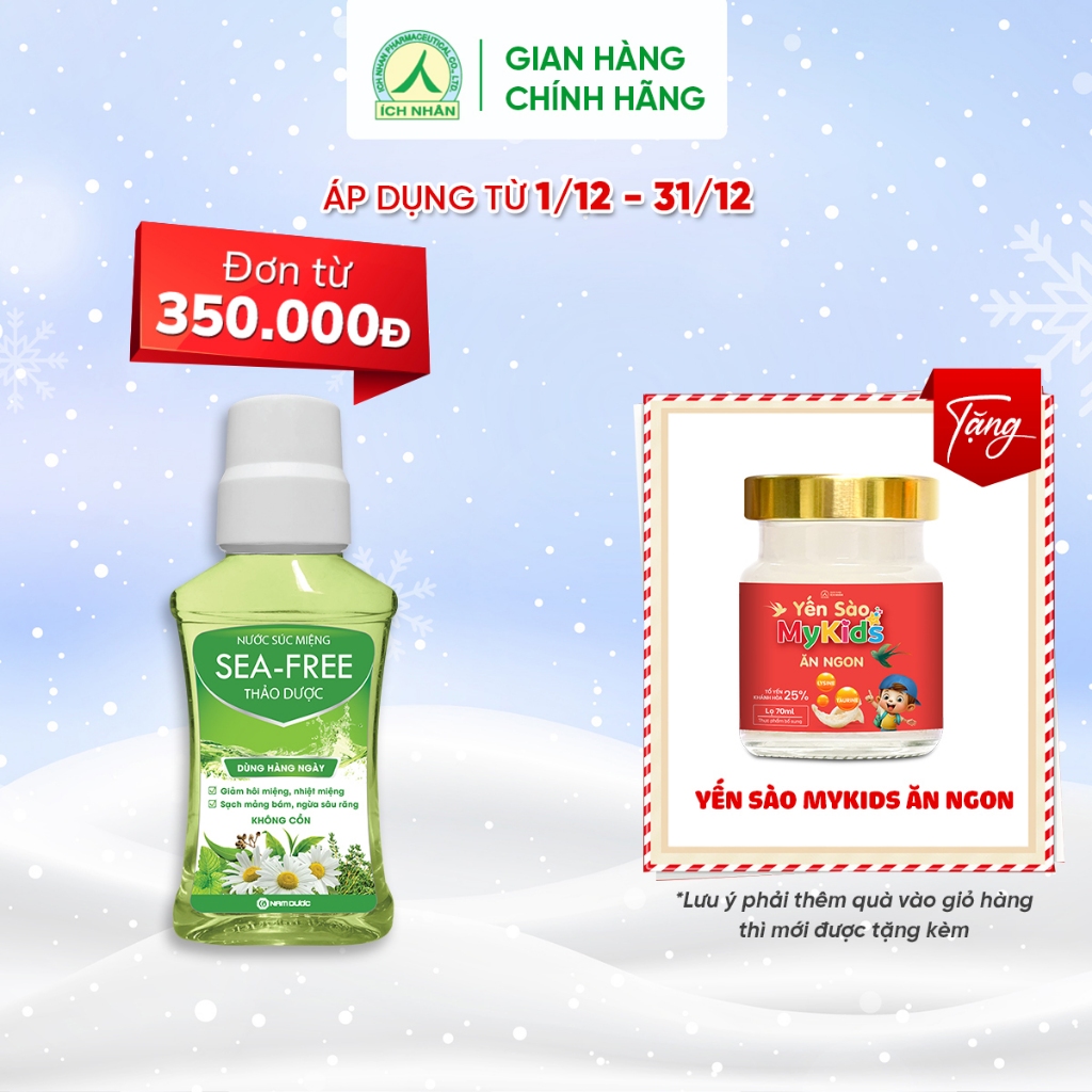 Combo 2 chai nước súc miệng diệt khuẩn Sea-free thảo dược làm sạch mảng bám hạn chế sâu răng, giúp thơm miệng 250ml/chai