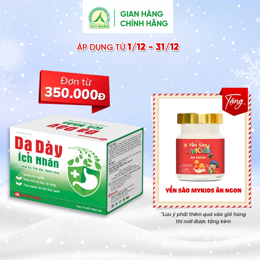 Dạ Dày Ích Nhân bảo vệ và hỗ trợ giảm biểu hiện viêm loét dạ dày, tá tràng - hộp 10 gói DDI