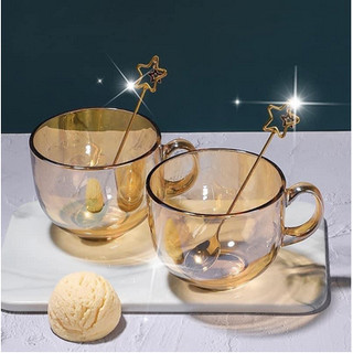 Set 2 Cốc thuỷ tinh màu hổ phách có tay cầm-Cốc Hổ Phách 470ml