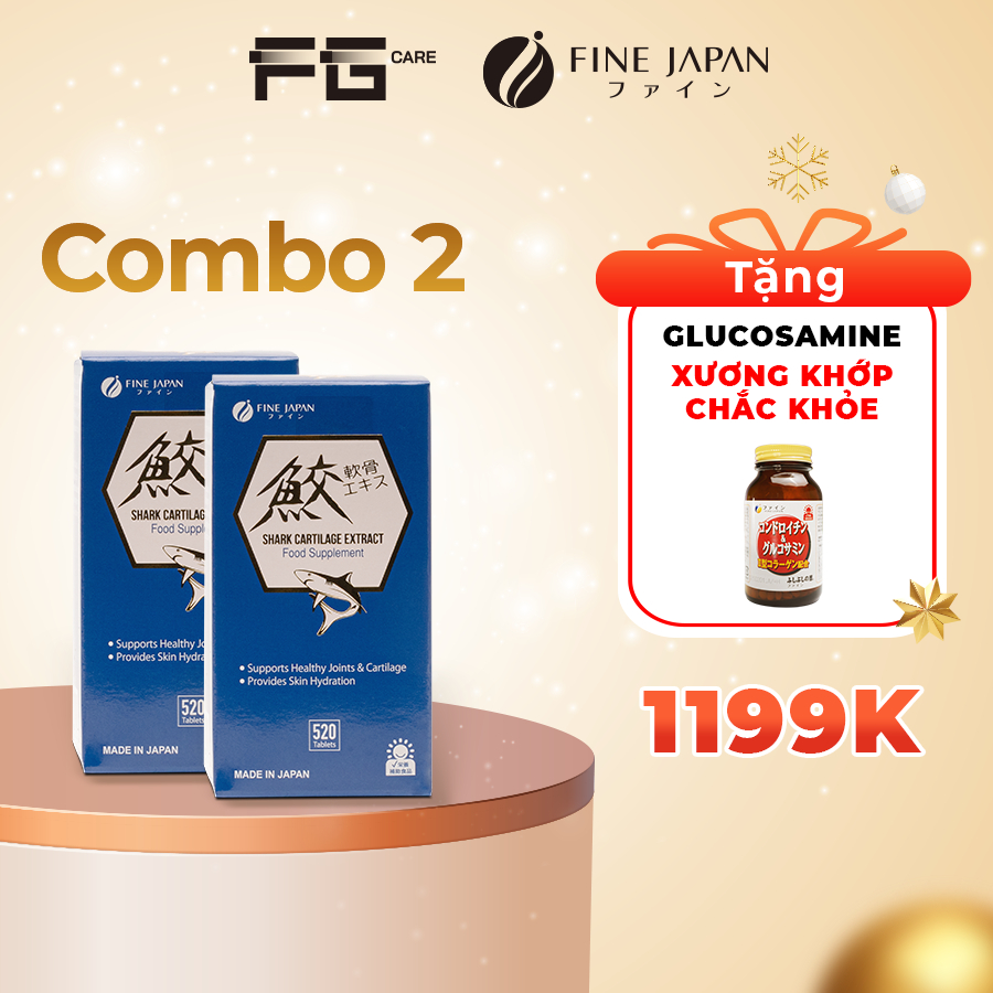 Combo 2 Hộp Viên Uống Sụn Cá Mập Bổ Xương Nhật Bản - Fine Japan Shark Cartilage Extract 2 Hộp x 520 Viên
