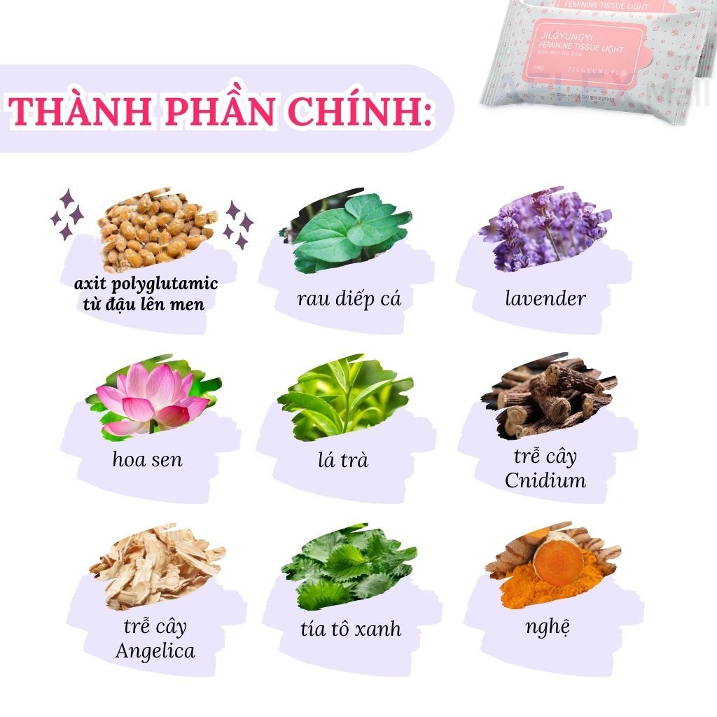 Khăn ướt vệ sinh vùng kín JILGYUNGYI  làm sạch khử mùi và dưỡng ẩm
