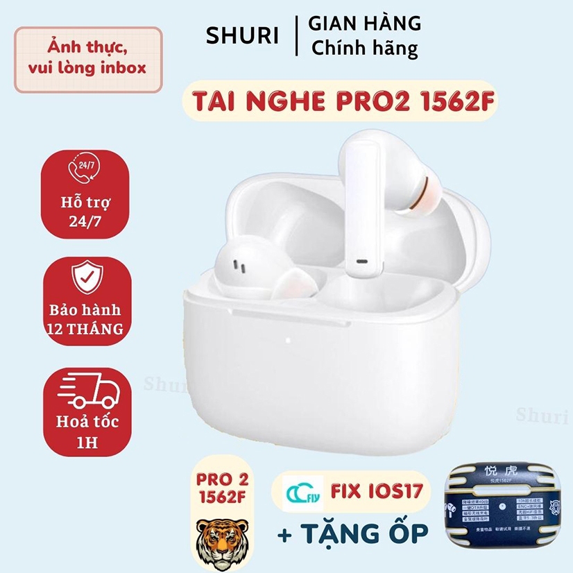 Tai Nghe Hổ Vằn 1562F Pro 2 Made in Japan Fix IOS 17 Cao Cấp / Tai Nghe Bluetooth Pro2 1562F Hồng Ngoại Chỉnh Âm Lượng