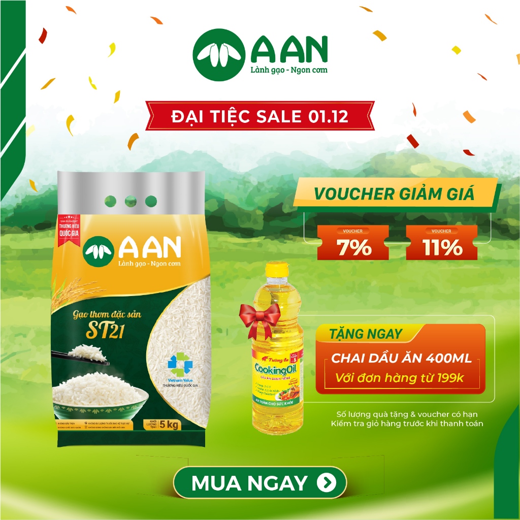 Gạo ST21 Túi 05kg - Chính hãng Gạo A An