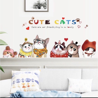 Decal dán tường trang trí chú mèo cute