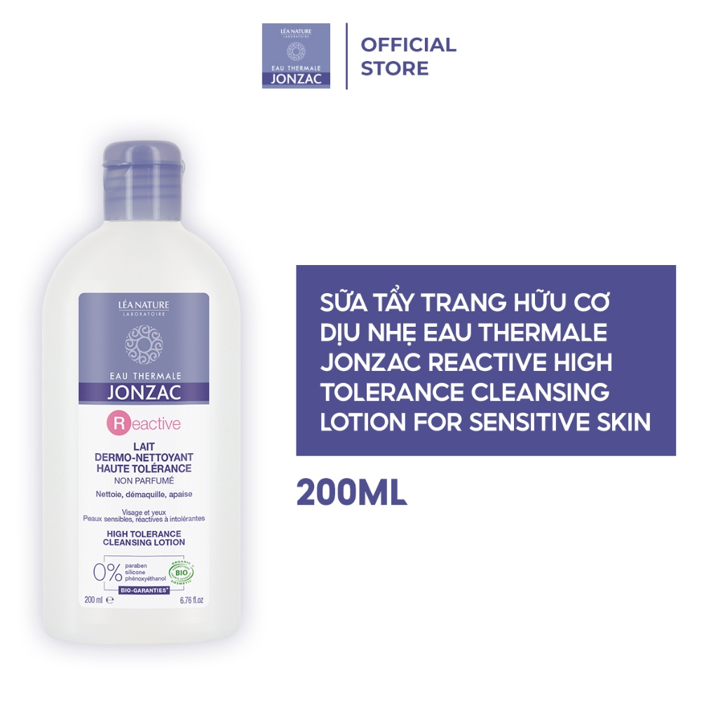 [Date T9/2024] Tẩy Trang Hữu Cơ  Eau Thermale Jonzac Reactive High Tolerance Cleansing Lotion For Sensitive Skin 200ml