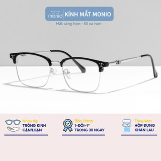 Gọng kính cận vuông nam nữ MONIO chất liệu kim loại phụ kiện thời trang 9372