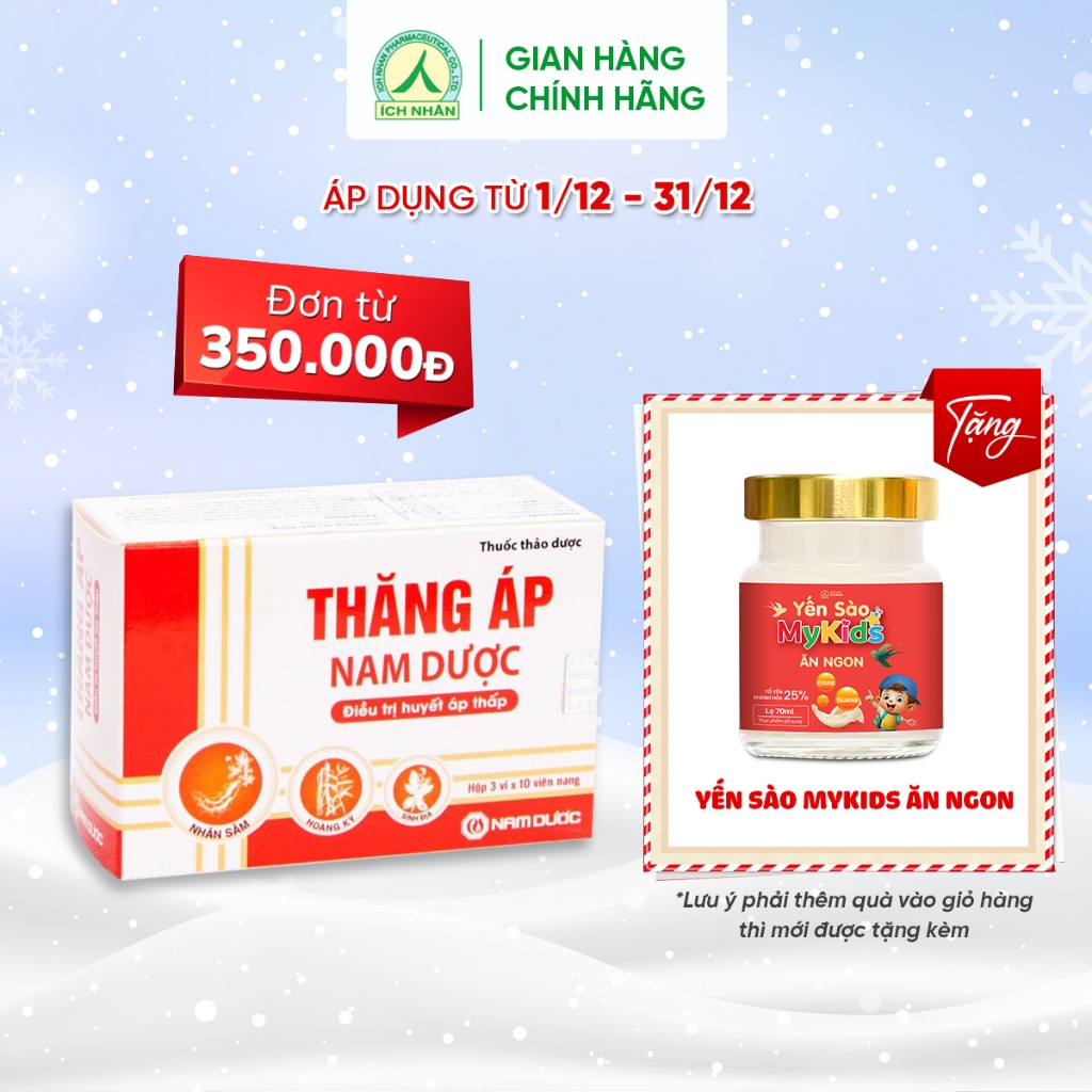 Viên uống Thăng Áp Nam Dược, thành phần thảo dược giúp điều hòa nhịp tim, tăng huyết áp, giảm mệt mỏi hộp 30 viên TA3