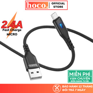 Dây sạc Micro Hoco Cáp báo đèn bọc dù chất liệu siêu bền dùng cho điện thoại, các thiết bị di động