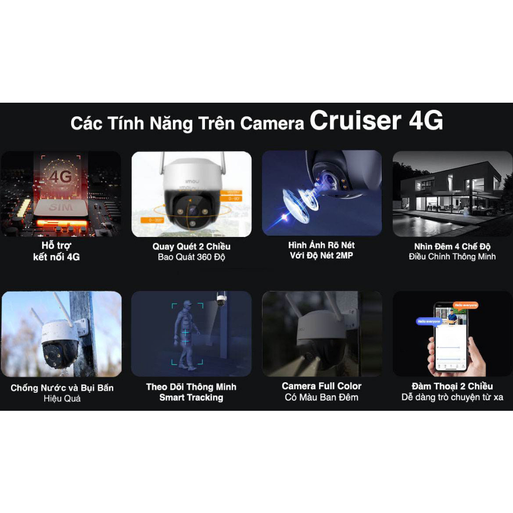 Camera Wifi Imou S21FTP 2MP Kết Nối Sim 4G quay 360 độ Còi Hú Báo Động, Đàm Thoại 2 Chiều và Có Màu Ban Đêm- BH 24 Tháng