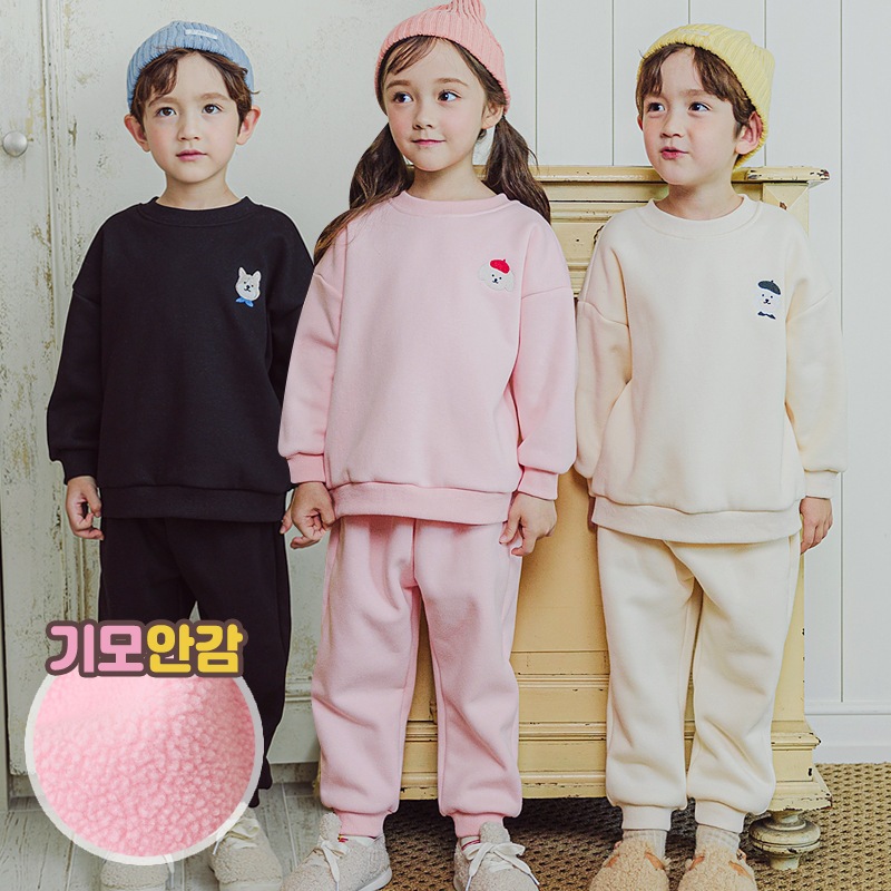 Bộ nỉ bông Bebezoo siêu ấm thêu ngực cho bé BEC4SE202