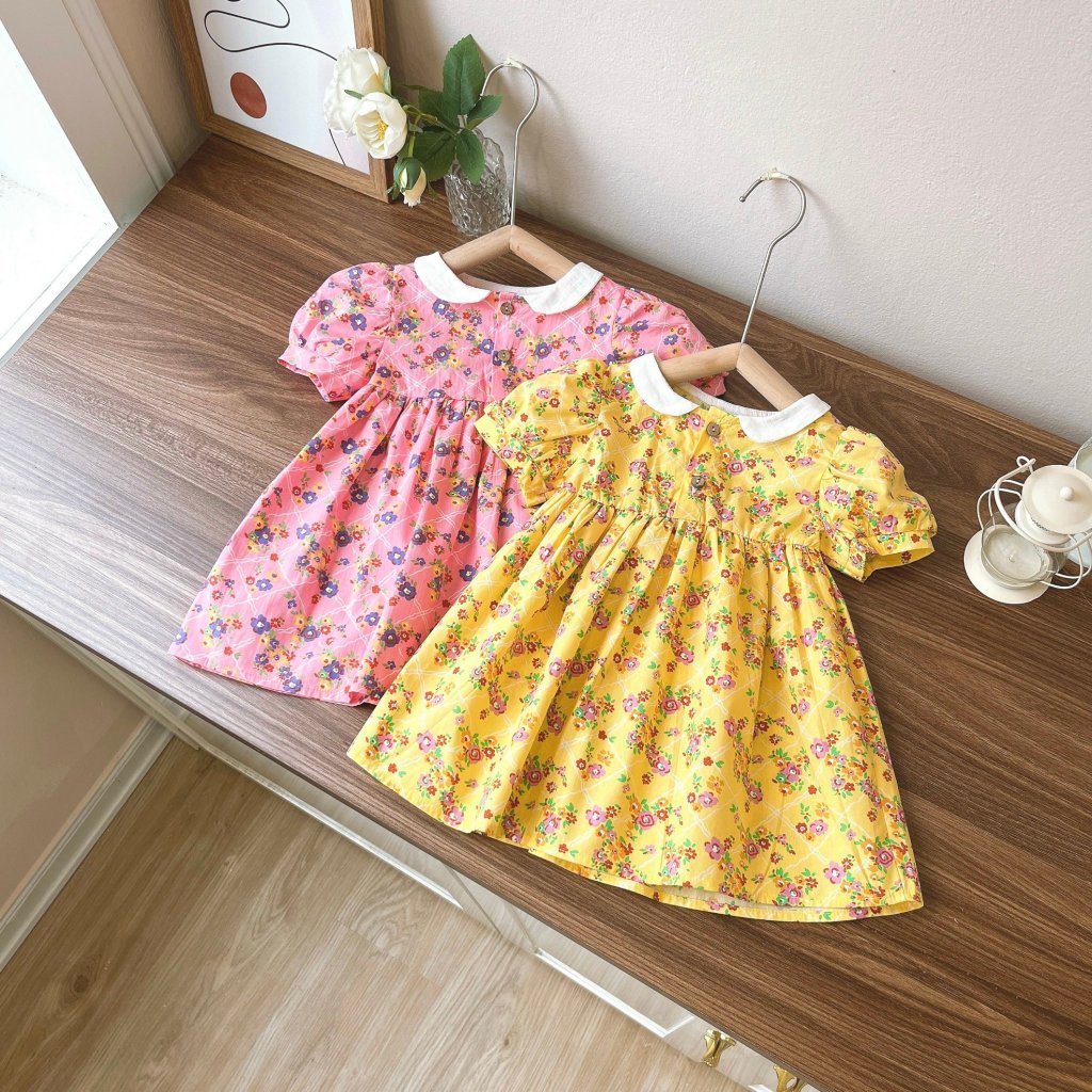 Váy cổ sen sát nách hoạ tiết dễ thương OP Kids