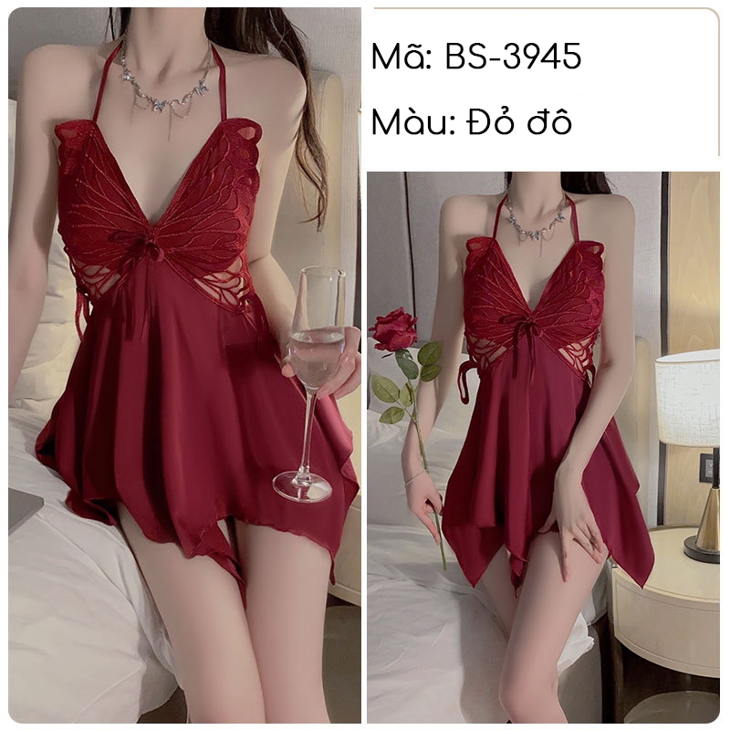 Váy Ngủ Nữ Phối Ren Cánh Bướm Kèm Mút Mỏng Gợi Cảm Mẫu Bán Chạy | BigBuy360 - bigbuy360.vn