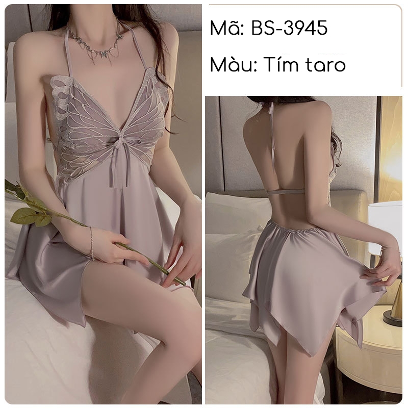 Váy Ngủ Nữ Phối Ren Cánh Bướm Kèm Mút Mỏng Gợi Cảm Mẫu Bán Chạy | BigBuy360 - bigbuy360.vn