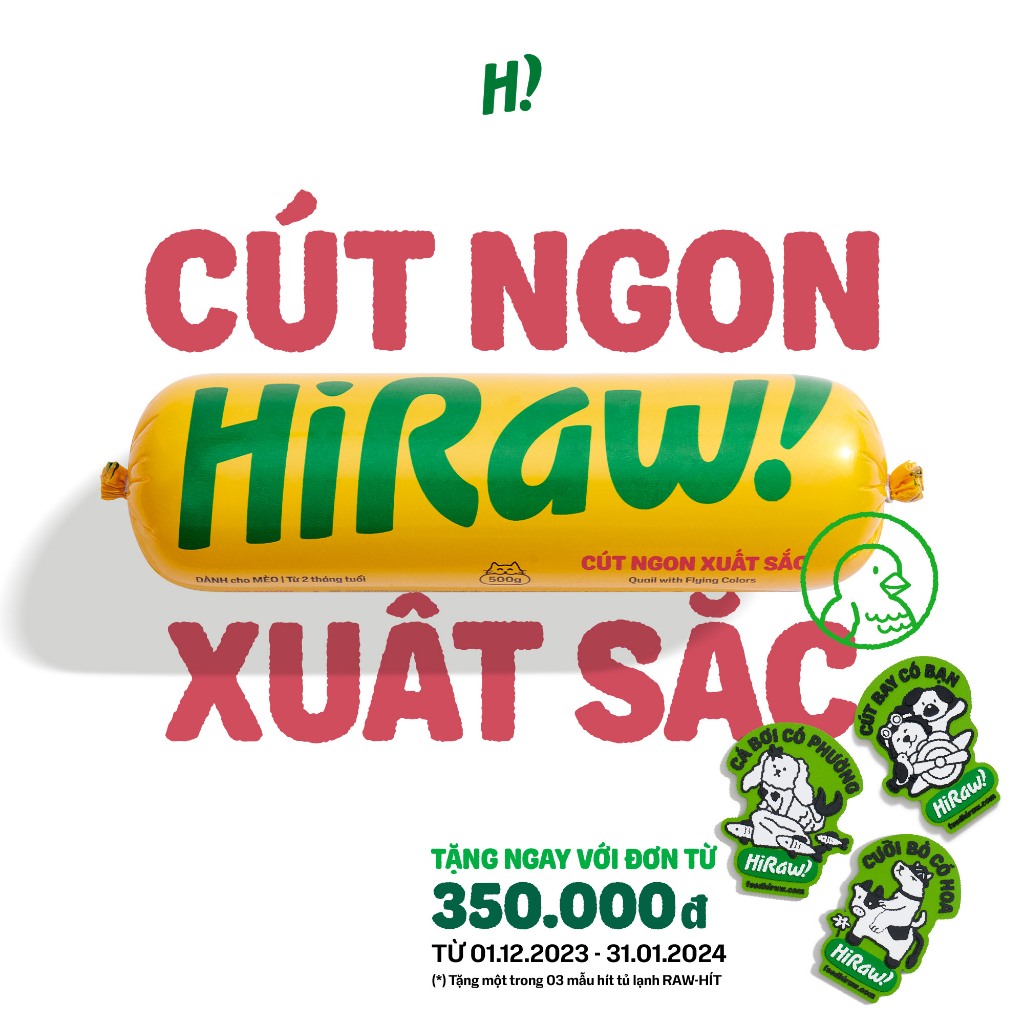 HI RAW! Raw Meat Cho Mèo Từ 2 Tháng Tuổi - Cút Ngon Xuất Sắc 500G - Ship 2H