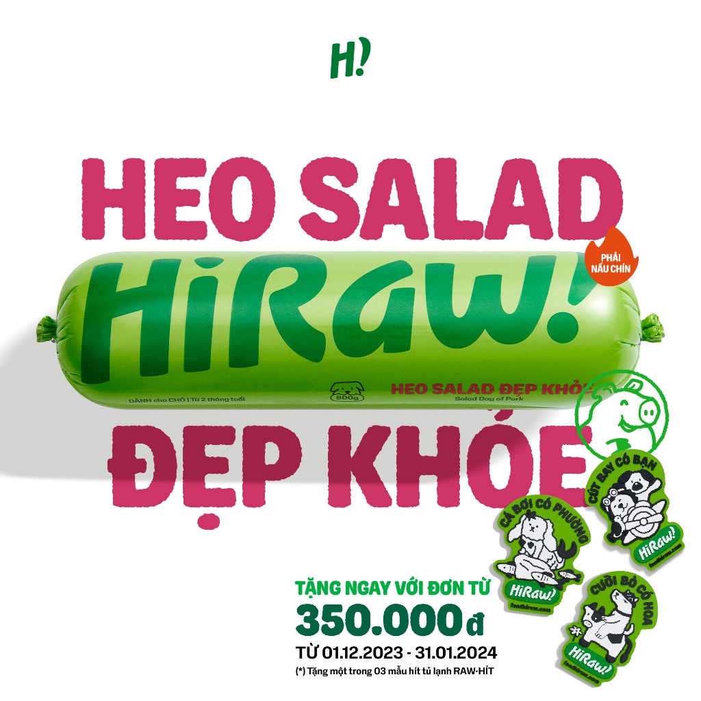 HI RAW! Raw Meat Cho Chó Từ 2 Tháng Tuổi - Heo Salad Đẹp Khỏe 800G - Ship 2H