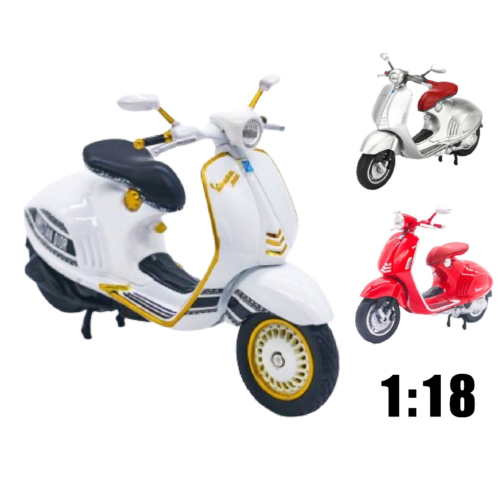 Mô hình xe Vespa 946 2014 Silver - RED - Vespa Dior 1:18 Welly 7171G