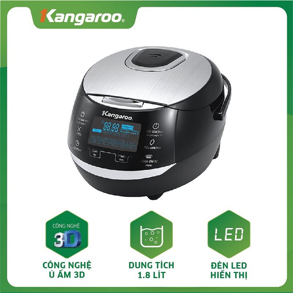 Nồi cơm điện tử 1.8 lít Kangaroo KG595-Chính Hãng trưng bày 99%-Công suất:860 W nấu Cơm ngon,chín đều