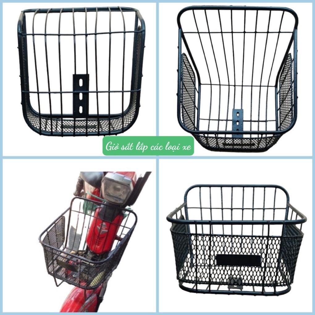 Giỏ sắt  xe đạp điện giỏ lưới k nắp có ốc