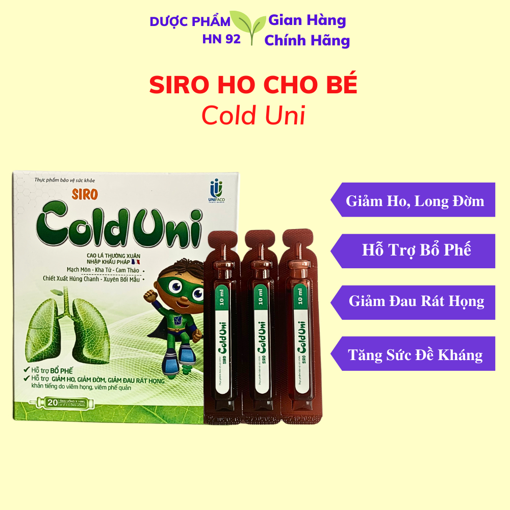 Siro Ho Cho Bé Cold Uni, Siro bổ phế, giảm ho, long đờm