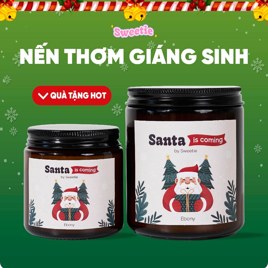Nến Thơm Phòng Ngủ Giáng Sinh Sweetie Thơm Phòng Thư Giãn Mùi Thơm Dễ Chịu Dễ Ngủ 100ml và 220ml