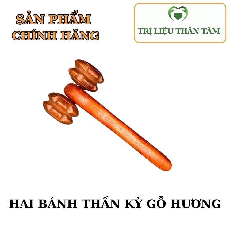 Cây lăn massage toàn thân 2 bánh gai đôi đa năng bằng gỗ thơm dụng cụ diện chẩn