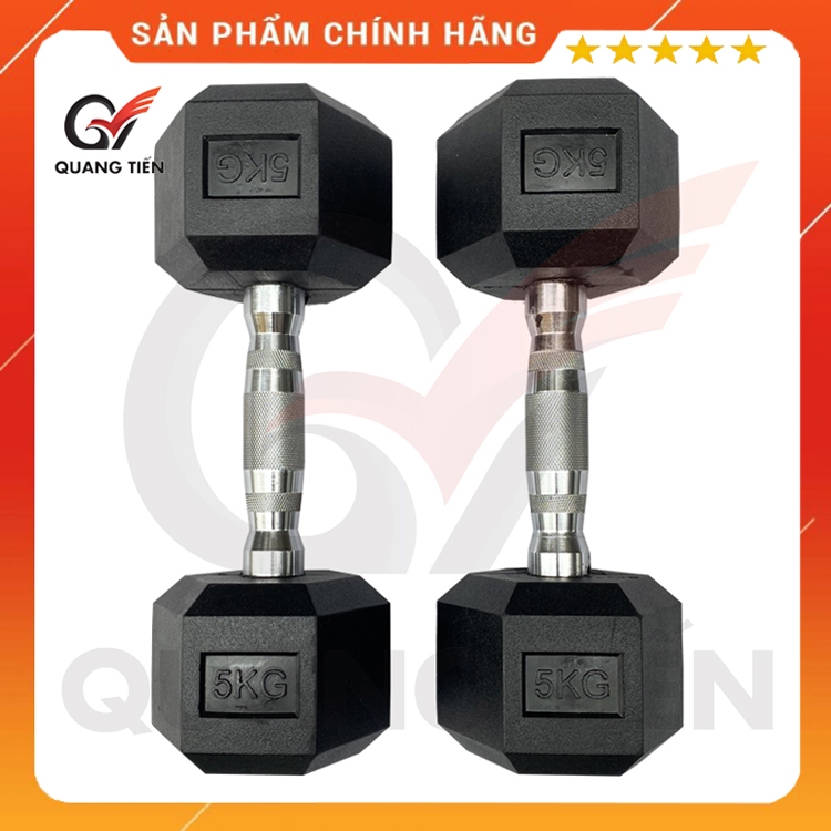 Tạ tay lục giác cao su 5kg cao cấp QT02
