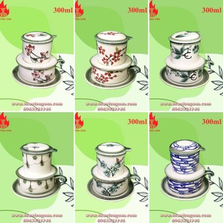 Bộ phin pha cà phê, tách uống cafe vẽ hoa gốm Bát Tràng cao cấp