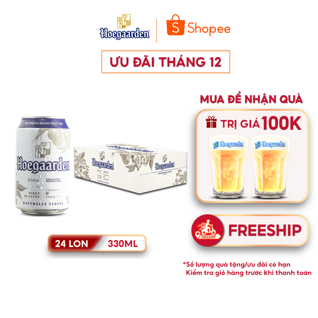 Bia Hoegaarden white bỉ thùng 24 lon