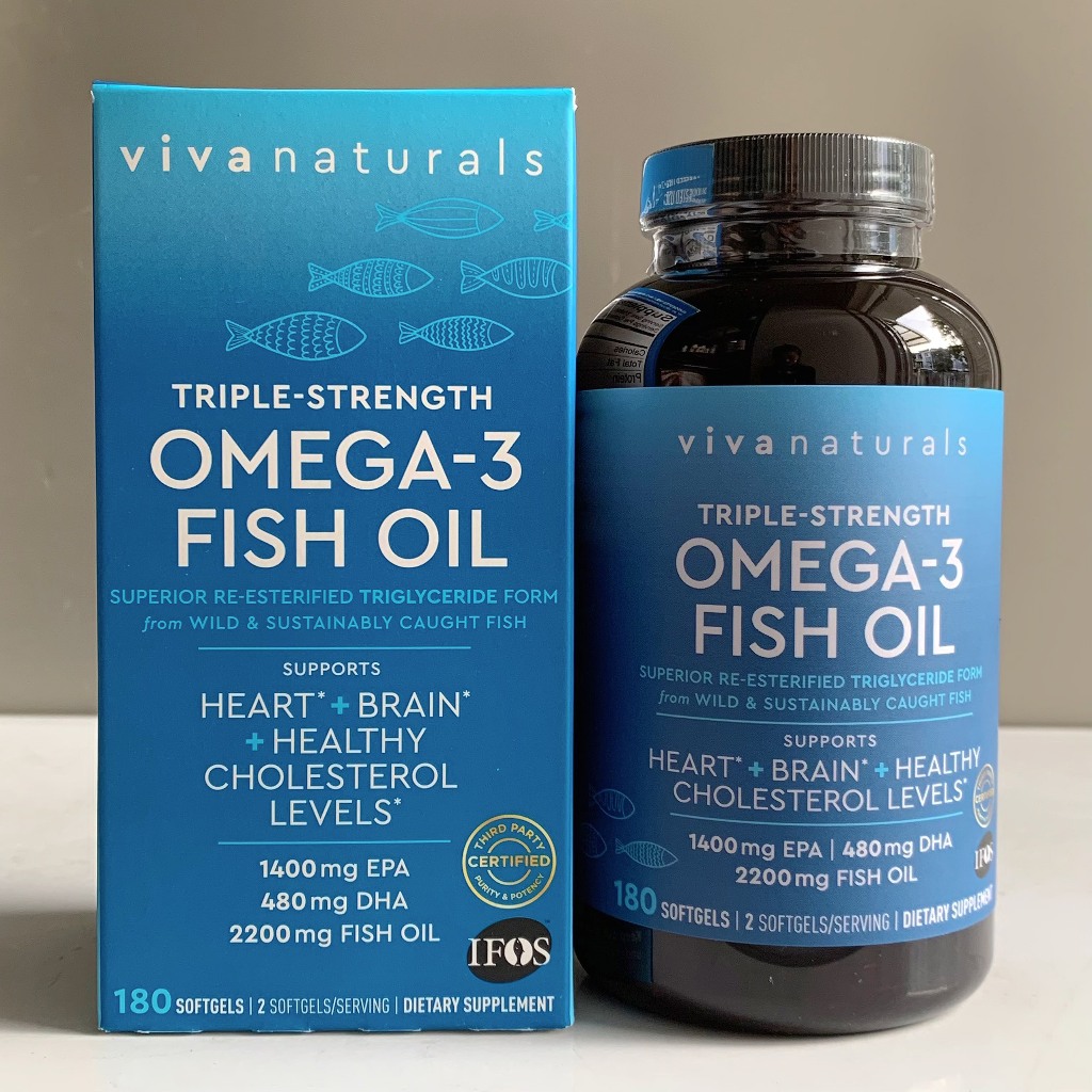 Dầu cá liều cao tốt ƞhất thế giới ''Viva Naturals'' 2000mg EPA + DHA cô đặc 90% : 180 viên