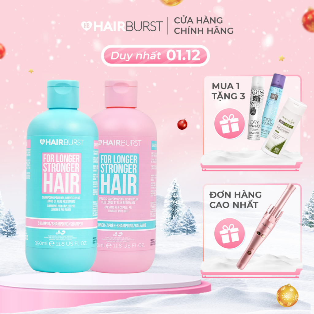 Set gội xả HAIRBURST kích thích tóc mọc dài hơn chắc khỏe hơn 350ml/chai