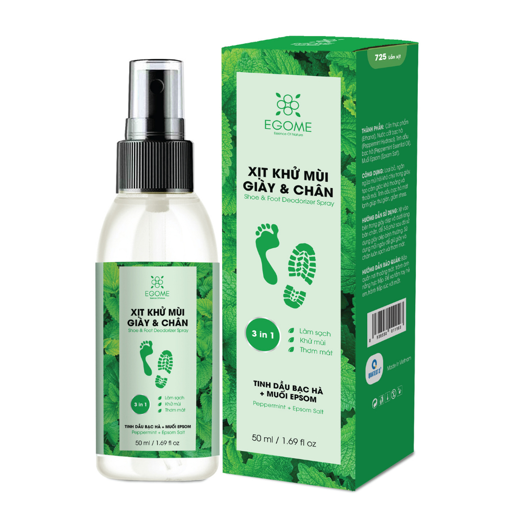 Xịt Khử Mùi Giày & Chân Egome Tinh Dầu Bạc Hà khử mùi hôi giày 50ml