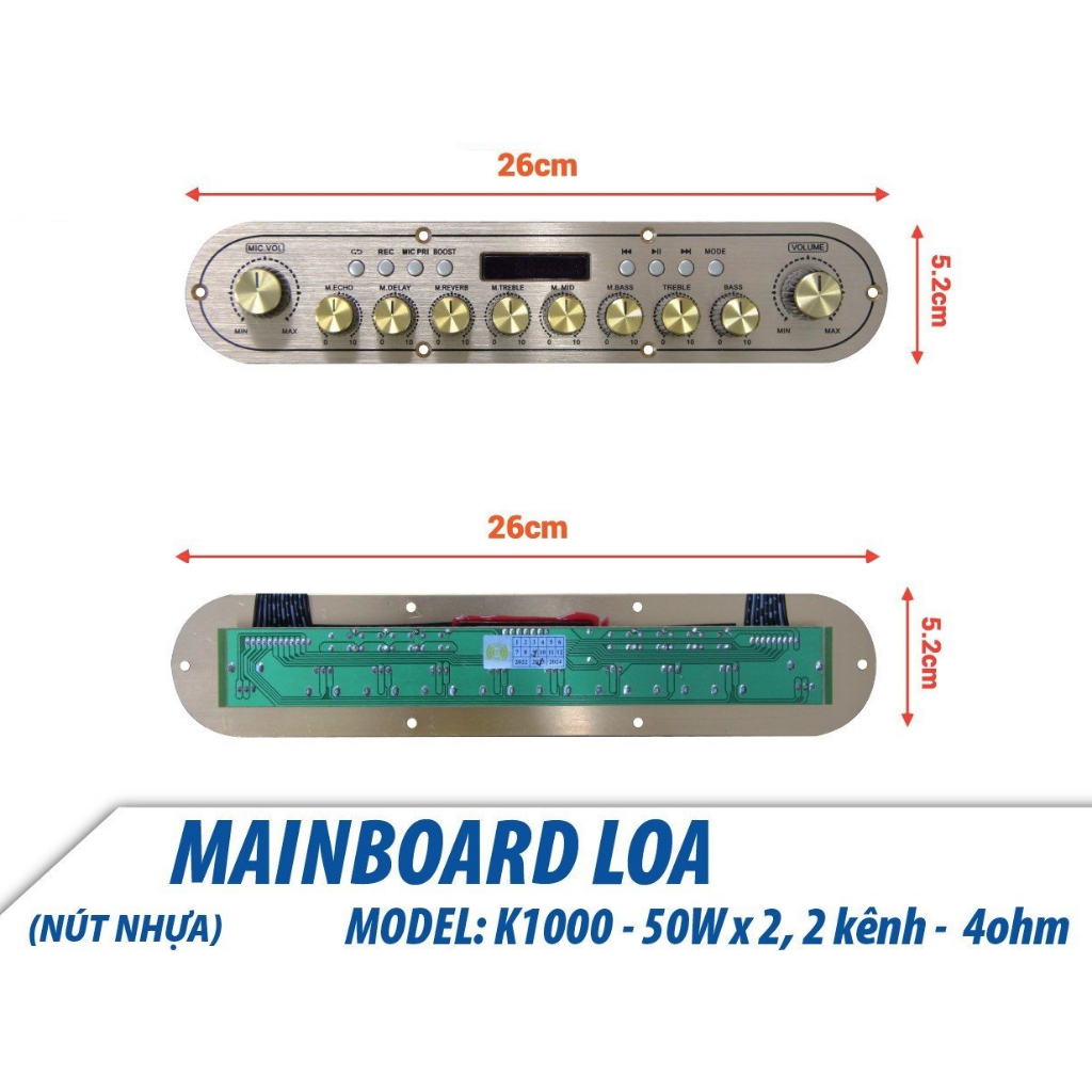Bo mạch loa xách tay K10 có màn hình công suất 100W Echo Reverb