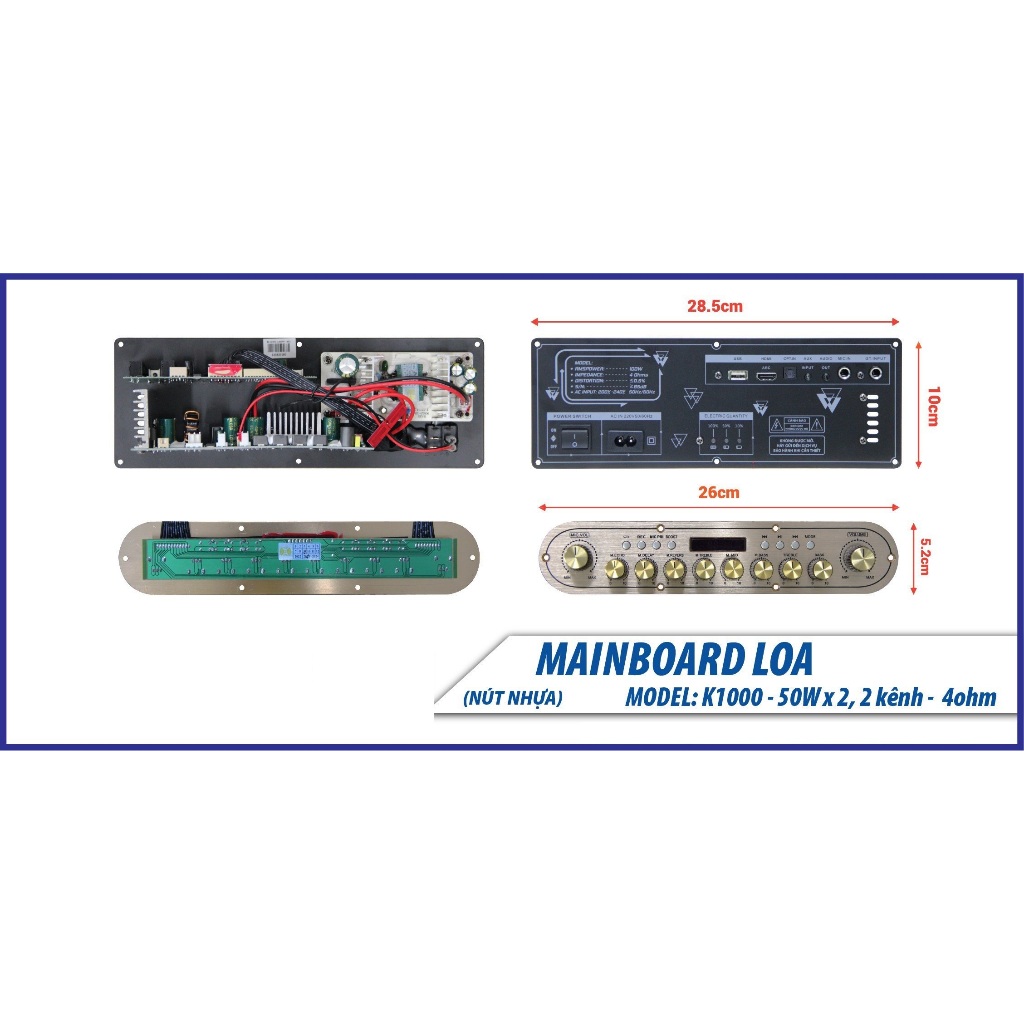 Bo mạch loa xách tay K10 có màn hình công suất 100W Echo Reverb