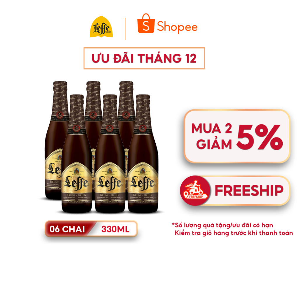 Bia Leffe Brune nhập khẩu thượng hạng lốc 6 chai (330ml/chai)