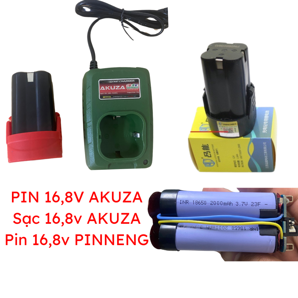 Pin 16,8v PN,pin sạc AKUZA Hàng nội địa trung Pin 4 cell Lắp Cho Máy 16,8v,18v,26v.... lắp pin cùng chân