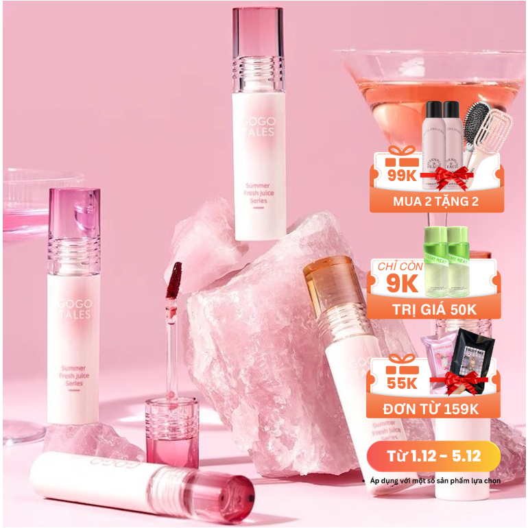 Son kem blur tint GOGO TALES Thin Transparent Water Mist Lip Glaze gogotales Pink You Lose Focus GT590 GOGO167 GOGO151