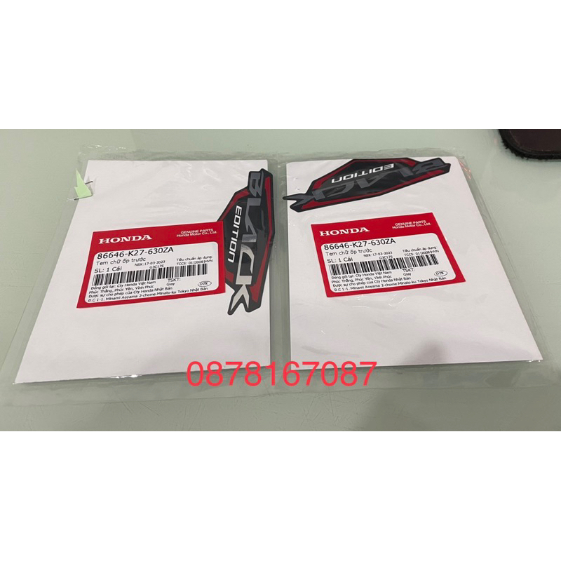 tem black edition k27 honda Tem chữ ốp trước
