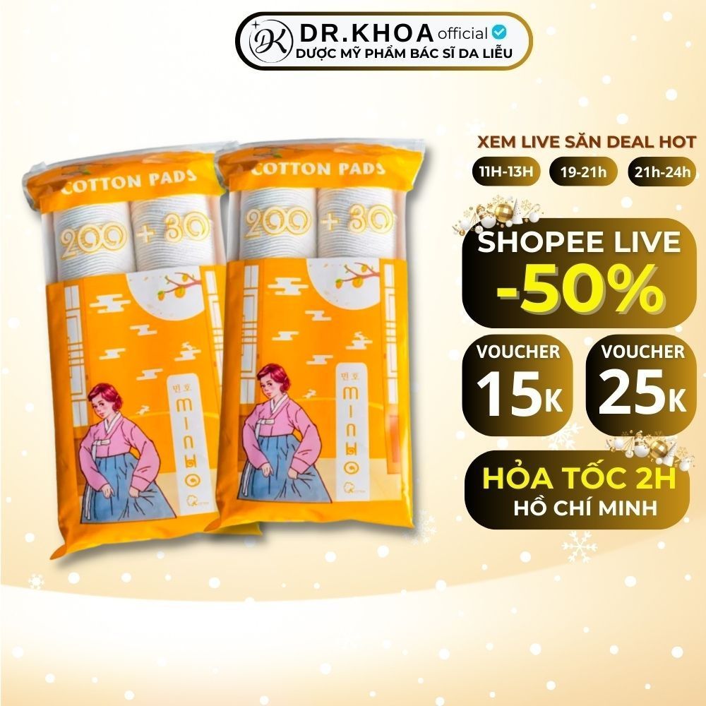 Bông tẩy trang Minho 230 miếng Cotton Tự Nhiên | Chính hãng